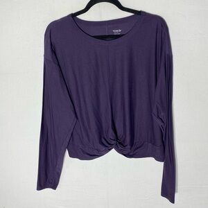 Old Navy Cloud 94 Soft Deep Purple Long Sleeve Scoop Neck Twist Front Top L